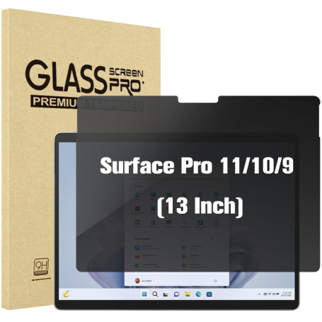 ProCase Verre de protection de confidentialité pour Microsoft Surface Pro11/ Pro 10 / Pro 9 2022, anti-espion en verre trempé 9H
