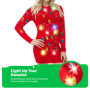 Giggling Getup Robe pull de Noël longue rouge pour femme avec ampoules lumineuses colorées, robes de Noël pour femmes, pull moch