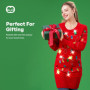 Giggling Getup Robe pull de Noël longue rouge pour femme avec ampoules lumineuses colorées, robes de Noël pour femmes, pull moch