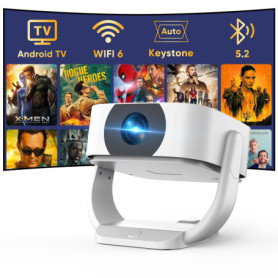 [App Intégrée] Projecteur, Auto Keystone/Focus Électrique, WiFi BT Vidéoprojecteur Native 1080P 4K Supporté, 270°Rotation Zoom 5