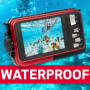 AgfaPhoto Realishot WP8000 - Appareil Photo Numérique Compact étanche - 2 Batteries + Dragonne Flottante Incluse- Rouge