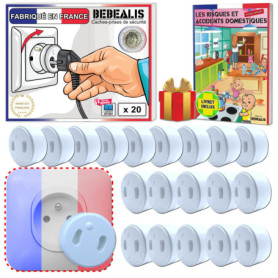 [Pack x20] Cache Prise Bébé Français Amovible [ Sans Clef Ni Adhésif ] - Invention 100% Made In France - Cache-Prise Bebe - Sécu