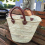 Panier de plage artisanal en feuilles de palmier naturel, cabas polyvalent tressé à la main avec poignées en cuir authentique, s