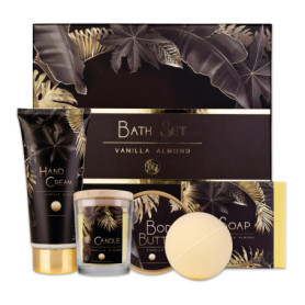 accentra - Coffret cadeau luxe pour femme 5 pièces – Kit de bain cadeau avec bougie parfumée, savon, crème pour les mains, beurr