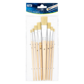 TSI Set de pinceaux de Peinture, Lot de 8, Tailles: 1,2,4,6,8,10,12 et 20, Tige Naturel, N° d'art. 49209