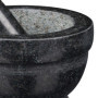 Relaxdays Mortier en granit avec pilon, robuste, pour épices, herbes, mortier en pierre polie, d. 14 cm, 400 ml, gris
