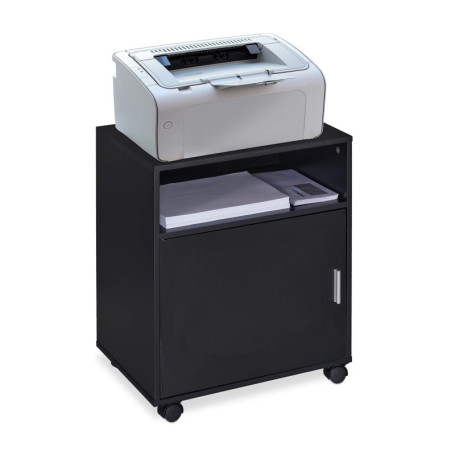 relaxdays Caisson de Bureau, 3 Compartiments & Porte, Salle de Travail, aggloméré, Rangement, HLP 57x48x34 cm, Noir