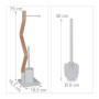 Relaxdays Serviteur WC Non Fixe, Porte-Rouleau, Brosse et Son Support, H x L x P : 75 x 18,5 x 18,5 cm, Blanc et Nature