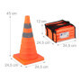 Relaxdays Cône de signalisation, lot 4, Pliable, Bandes réfléchissantes, HLP : 45 x 24,5 x 24,5 cm, Orange et argenté