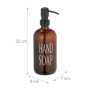 Relaxdays Distributeur de Savon, Lot de 2, Porte-Savon Liquide, Rechargeable, tête de Pompe, Inscription, 500 ML, Marron