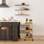 Relaxdays Desserte de Cuisine, Chariot en Bambou, 3 Niveaux, Hxlxp : 71,5x31x18 cm, 4 roulettes, Salle de Bain, Naturel