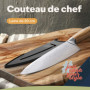 kjøk Premium Couteau de chef professionnel 20cm dureté 58±2 HRC avec etui et manche en bois d’olivier – couteau de cuisine japon