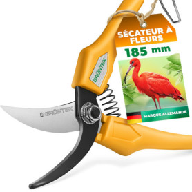 GRÜNTEK Sécateur de Jardin Ciseaux à Fleurs Vigne et Bonsai léger et compact. Lame Franche de 45 mm très affutées. Poignées en f