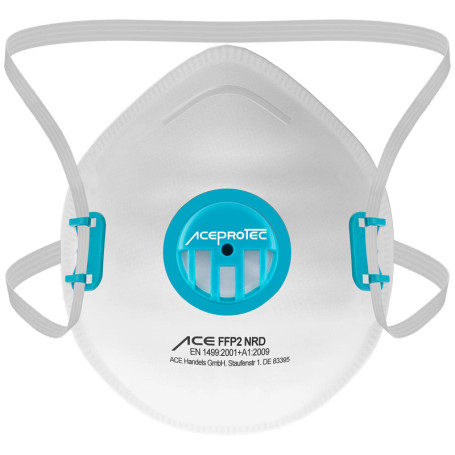 ACE ProTec FFP2 Lot de 10 masques anti-poussière jetables avec valve EN 149 contre la poussière de bois et de métal
