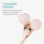 Navaris Rouleau massage visage - Roller de massage en quartz rose pour yeux front joues lèvre cou nez - Roll on facial en design