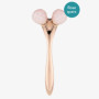 Navaris Rouleau massage visage - Roller de massage en quartz rose pour yeux front joues lèvre cou nez - Roll on facial en design
