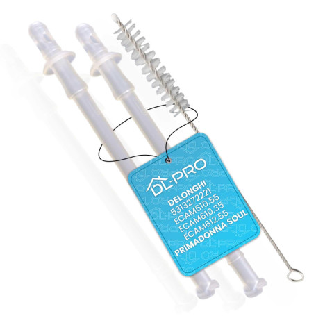DL-pro Lot de 2 tuyaux d'aspiration de lait pour DeLonghi 5313272221 avec brosse pour machine à café automatique ECAM610.55 ECAM