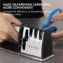 Navaris Aiguiseur Couteaux - Aiguisoir Manuel en Acier Inoxydable pour Couteau et Ciseaux en 3 Étapes - Affuteur de Couteaux de 