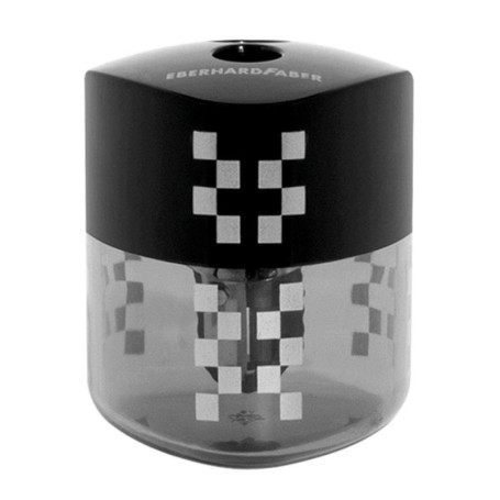 Eberhard Faber 585140 - Puntenslijper met doosje driehoekig met afsluitbaar spanenreservoir, dubbele puntenslijper antraciet