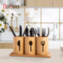 Nakass Porte-couverts en bambou 4 pièces en bois - Organisateur d'ustensiles de cuisine pour décoration de table à manger - Réci