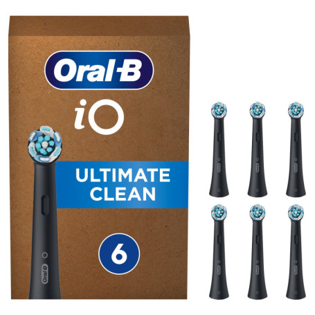Oral-B iO Ultimate Clean Brossettes Noires De Rechange, Embouts Ronds S’Adaptant Aux Dents, Éliminent La Plaque Dentaire, Pour L