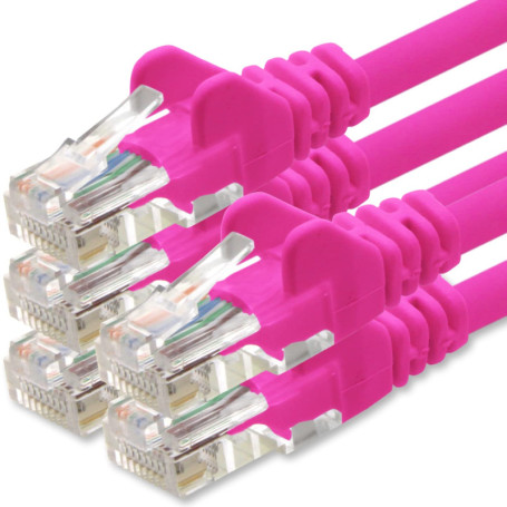 1aTTack.de Câble Réseau Cat6 Cat 6-5x 0,25m - RJ45 Ethernet LAN DSL Routeur Modem - Magenta