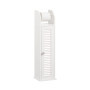 SoBuy Support Papier Toilette Armoire Porte-Papier Toilette Porte Brosse WC Meuble de Salle de Bain sur Pied en Bois, Blanc, 20x