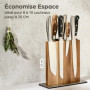 Praknu Porte Couteaux de Cuisine - Bloc à Couteaux Magnétique Aimanté Double Face en Bois D'Acacia FSC® pour Couteau Cuisine - A
