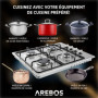 Arebos Table de cuisson à gaz 4 feux | 58 cm Cuisinière à gaz en acier inoxydable avec protection automatique contre les flammes