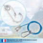 valonic cable securite remorque, 1m, bleu, avec mousqueton, charge de rupture 250kg, corde de déchirure avec chape (manille), co
