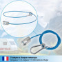 valonic cable securite remorque, 1m, bleu, avec mousqueton, charge de rupture 250kg, corde de déchirure avec chape (manille), co