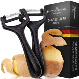 Schwertkrone® Lot de 2 éplucheurs fabriqués à Solingen - En Allemagne - Éplucheur de pommes de terre et légumes - Éplucheur d'as