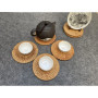 Wooloow Lot de 6 Dessous de Verre en rotin pour Verres, Dessous de Verre Ronds en Verre, Dessous de Verre naturels Faits à la Ma