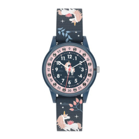 Cander Berlin MNA 4030 M Montre d'apprentissage analogique pour enfant 3 ATM Étanche Motif licorne Turquoise, bracelet