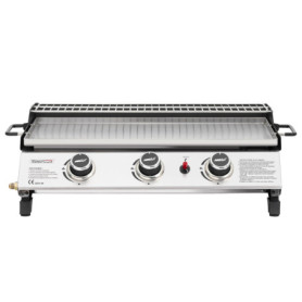 Royal Gourmet Plancha Gaz Propane en Acier Inoxydable, 3 Brûleurs Puissance 7.5kW, Surface Cuisson 61,5 x 32cm avec Grille de Ré