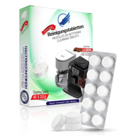Pastilles de nettoyage pour machine à café - compatible avec Krups Siemens Jura Delonghi Bosch Melitta 40 x tablette à 2 grammes