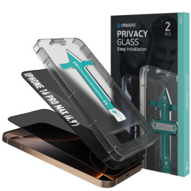 Deppa |2 pièces| Verre Trempé Anti Espion Iphone 16 Pro Max (6.9') [Couverture Complète] Avec Kit d’Installation Facile - Film d