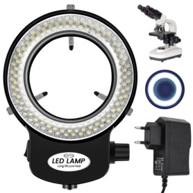Tiamu 144 LED Lumière Anneau pour Microscope Optique, Source Lumineuse 6000 K de Caméra de Microscope, Lampe de Microscope Stéré