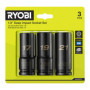 RYOBI - Lot de 3 douilles hexagonales 1/2" (17, 19, 21 mm) - écrous et boulons pour roue et automobileRHDIS3PC