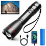 Lepro Lampe Torche Rechargeable, 1000 Lumens Lampe de Poche Ultra Puissante, 5 Modes d'éclairage, Étanche IPX7, Zoomable, Torche