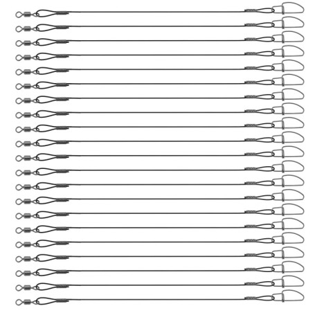 VGOL 30pcs Leaders de Fil de Pêche 45kg/100lb 50cm/19 Pouces en Acier Inoxydable Anti-Morsure Pêche Leurre Fil Leader Plates-For