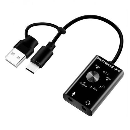 CosyCaya Carte son externe USB 2.0 Type C Adaptateur de microphone stéréo Convertisseur professionnel pour ordinateur portable, 
