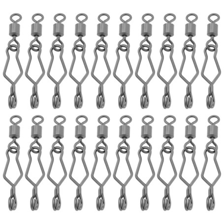 Briny River Lot de 50 Clips de Pêche Rapides de 3,7 Cm Et 71 LB avec émerillon Cylindrique en Acier Inoxydable