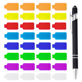 Étiquette De Câble De 32 Pièces, 1 Stylo De Marquage Noir, Étiquette Multicolore Auto-Adhésive, Étiquette De Câble Réutilisable,