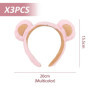 3 Pièces Bound Band, Un Bandeau En Peluche De Dessins Animés Mignons, Un Bandeau De Lavage Du Visage Pour Femmes, Des Accessoire