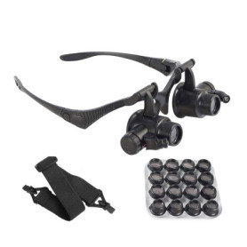 Lunettes de bijoutier à Verre loupe grossissant avec éclairage LED - pour réparation de Montres - 8 Verres interchangeables : 2,