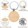 Porte-Clés en Bois, 15 Pcs Bricolage Vierge Personnalisé Porte Clés en Bois, Naturel Étiquettes Rond en Bois Brut, Chaîne de clé
