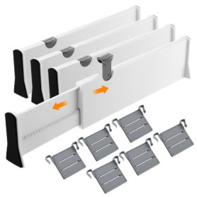 ZHYLUO 4 Separateur Tiroirs, longueur 37,5-54 cm, hauteur 10 cm, Separateur Tiroir, Separateur de Tiroirs Reglable, convient pou