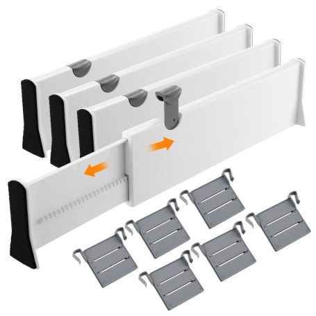 ZHYLUO 4 Separateur Tiroirs, longueur 37,5-54 cm, hauteur 10 cm, Separateur Tiroir, Separateur de Tiroirs Reglable, convient pou