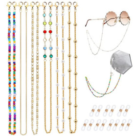 6pcs Chaîne de lunettes lanière de lunettes Cordon Lunettes Perles Lunettes à chaînes perlées chaîne de masques chaîne de lunett